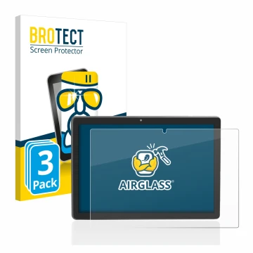 Parte frontal de un envase de producto con el logotipo de la marca BROTECT. Al lado se muestra el dispositivo Majestic Tab-912