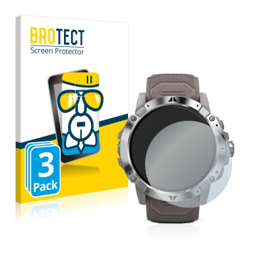 Parte frontal de un envase de producto con el logotipo de la marca BROTECT. Al lado se muestra el dispositivo Coros Vertix 2 c