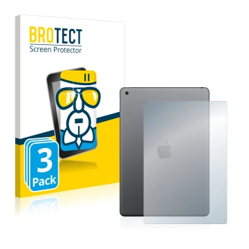 Parte frontal de un envase de producto con el logotipo de la marca BROTECT. Al lado se muestra el dispositivo Apple iPad 10.2