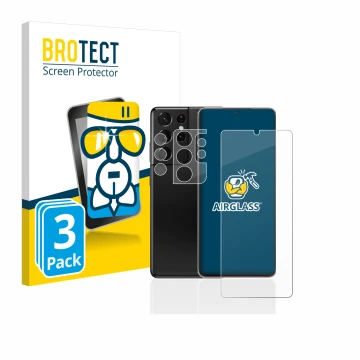 Parte frontal de un envase de producto con el logotipo de la marca BROTECT. Al lado se muestra el dispositivo Samsung Galaxy S