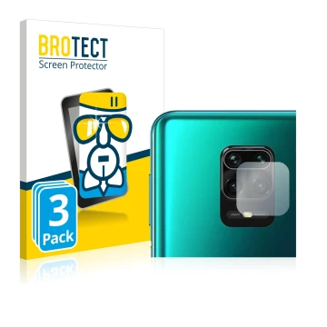 Parte frontal de un envase de producto con el logotipo de la marca BROTECT. Al lado se muestra el dispositivo Xiaomi Redmi Not