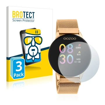 Parte frontal de un envase de producto con el logotipo de la marca BROTECT. Al lado se muestra el dispositivo Oozoo Q00117 con