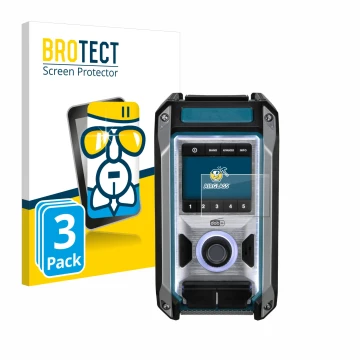 Parte frontal de un envase de producto con el logotipo de la marca BROTECT. Al lado se muestra el dispositivo Makita DMR115 co