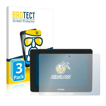 Parte frontal de un envase de producto con el logotipo de la marca BROTECT. Al lado se muestra el dispositivo Trimble GFX-750 