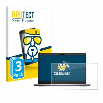 Parte frontal de un envase de producto con el logotipo de la marca BROTECT. Al lado se muestra el dispositivo Dell Latitude 55
