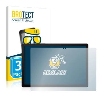 Parte frontal de un envase de producto con el logotipo de la marca BROTECT. Al lado se muestra el dispositivo Samsung Galaxy T