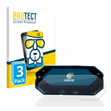 Parte frontal de un envase de producto con el logotipo de la marca BROTECT. Al lado se muestra el dispositivo Yamaha MT-07 202