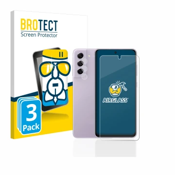 Parte frontal de un envase de producto con el logotipo de la marca BROTECT. Al lado se muestra el dispositivo Samsung Galaxy S
