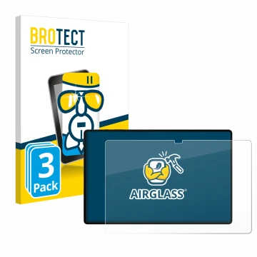 Parte frontal de un envase de producto con el logotipo de la marca BROTECT. Al lado se muestra el dispositivo Samsung Galaxy T