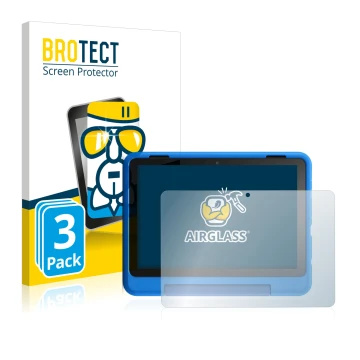 Parte frontal de un envase de producto con el logotipo de la marca BROTECT. Al lado se muestra el dispositivo Amazon Fire HD 8