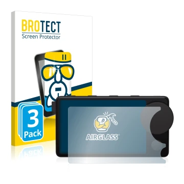 Parte frontal de un envase de producto con el logotipo de la marca BROTECT. Al lado se muestra el dispositivo Spotify Car Thin