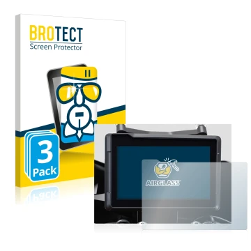 Parte frontal de un envase de producto con el logotipo de la marca BROTECT. Al lado se muestra el dispositivo KTM 1290 Super D