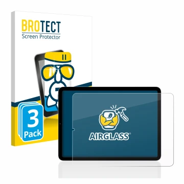 Parte frontal de un envase de producto con el logotipo de la marca BROTECT. Al lado se muestra el dispositivo Apple iPad Air 5