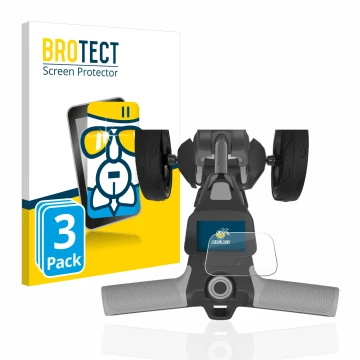Parte frontal de un envase de producto con el logotipo de la marca BROTECT. Al lado se muestra el dispositivo PowaKaddy FX5 2.