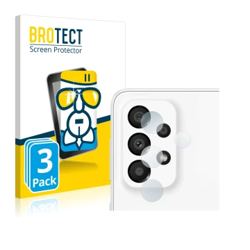Parte frontal de un envase de producto con el logotipo de la marca BROTECT. Al lado se muestra el dispositivo Samsung Galaxy A