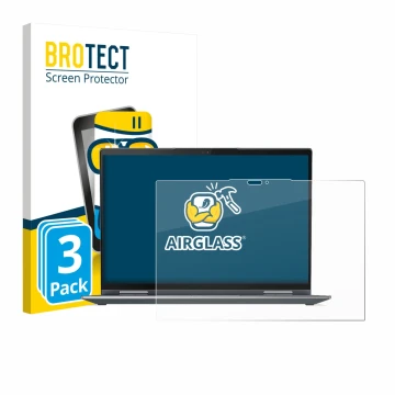 Parte frontal de un envase de producto con el logotipo de la marca BROTECT. Al lado se muestra el dispositivo Lenovo ThinkPad 