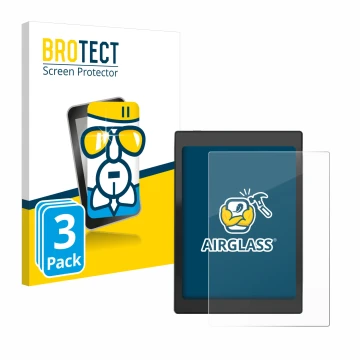 Parte frontal de un envase de producto con el logotipo de la marca BROTECT. Al lado se muestra el dispositivo Boox Nova Air C 