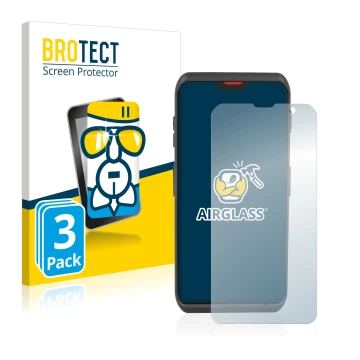 Parte frontal de un envase de producto con el logotipo de la marca BROTECT. Al lado se muestra el dispositivo Honeywell ScanPa