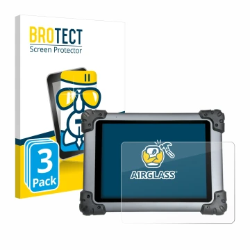 Parte frontal de un envase de producto con el logotipo de la marca BROTECT. Al lado se muestra el dispositivo Autel MaxiSys MS
