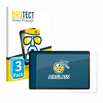 Parte frontal de un envase de producto con el logotipo de la marca BROTECT. Al lado se muestra el dispositivo Samsung Galaxy T