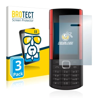 Parte frontal de un envase de producto con el logotipo de la marca BROTECT. Al lado se muestra el dispositivo Nokia 5710 XA co