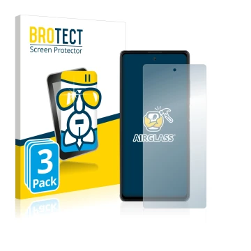 Parte frontal de un envase de producto con el logotipo de la marca BROTECT. Al lado se muestra el dispositivo Blackview A100 c