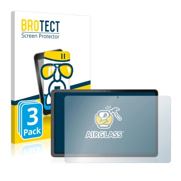 Parte frontal de un envase de producto con el logotipo de la marca BROTECT. Al lado se muestra el dispositivo Lenovo Tab P11 P