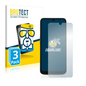 Parte frontal de un envase de producto con el logotipo de la marca BROTECT. Al lado se muestra el dispositivo Doro 8100 PLUS c