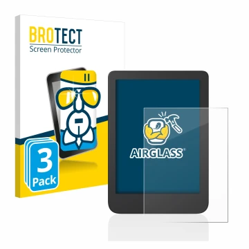 Parte frontal de un envase de producto con el logotipo de la marca BROTECT. Al lado se muestra el dispositivo Tolino Shine 4 c