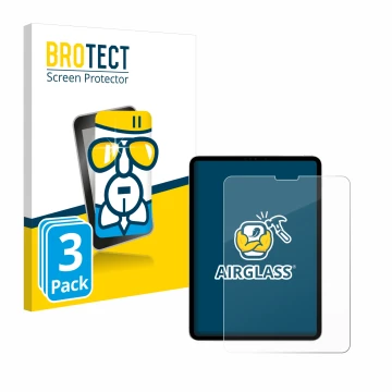 Parte frontal de un envase de producto con el logotipo de la marca BROTECT. Al lado se muestra el dispositivo Apple iPad Pro 1