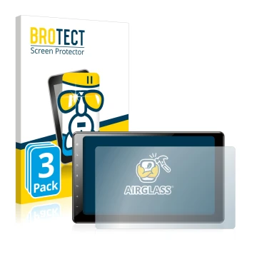 Parte frontal de un envase de producto con el logotipo de la marca BROTECT. Al lado se muestra el dispositivo Pioneer AVIC-Z10