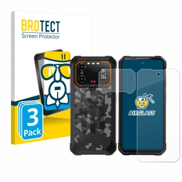 Parte frontal de un envase de producto con el logotipo de la marca BROTECT. Al lado se muestra el dispositivo iiiF150 B1 Pro (
