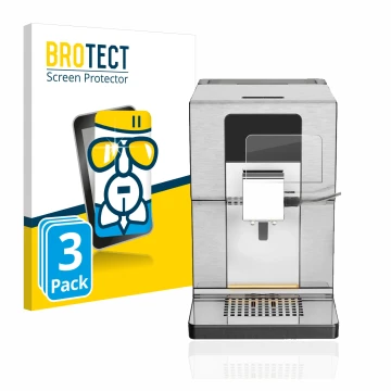 Parte frontal de un envase de producto con el logotipo de la marca BROTECT. Al lado se muestra el dispositivo Krups Intuition 