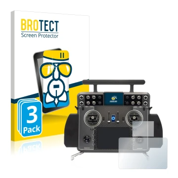 Parte frontal de un envase de producto con el logotipo de la marca BROTECT. Al lado se muestra el dispositivo FrSky Tandem XE 