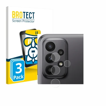 Parte frontal de un envase de producto con el logotipo de la marca BROTECT. Al lado se muestra el dispositivo Samsung Galaxy A