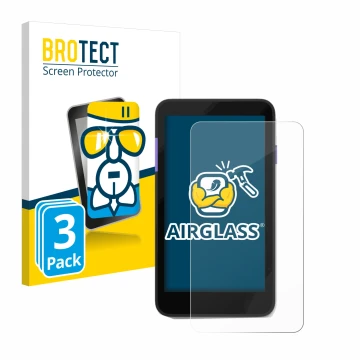 Parte frontal de un envase de producto con el logotipo de la marca BROTECT. Al lado se muestra el dispositivo Zettle Terminal 