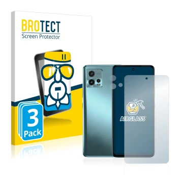 Parte frontal de un envase de producto con el logotipo de la marca BROTECT. Al lado se muestra el dispositivo Motorola Moto G7