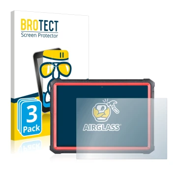 Parte frontal de un envase de producto con el logotipo de la marca BROTECT. Al lado se muestra el dispositivo Launch X-431 PRO