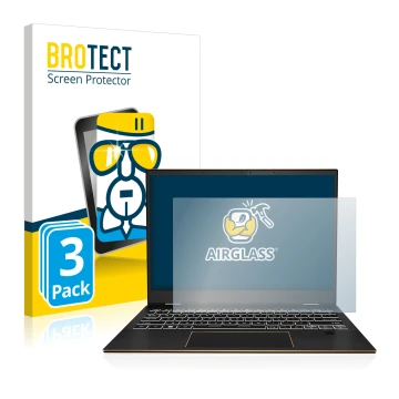 Parte frontal de un envase de producto con el logotipo de la marca BROTECT. Al lado se muestra el dispositivo MSI Summit E13 F