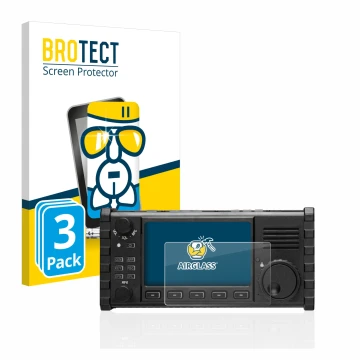 Parte frontal de un envase de producto con el logotipo de la marca BROTECT. Al lado se muestra el dispositivo Xiegu X6100 HF-T