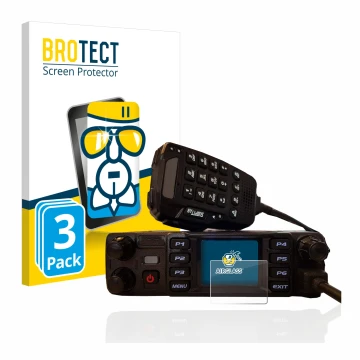 Parte frontal de un envase de producto con el logotipo de la marca BROTECT. Al lado se muestra el dispositivo AnyTone AT-D578U
