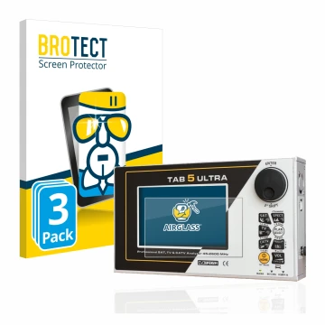 Parte frontal de un envase de producto con el logotipo de la marca BROTECT. Al lado se muestra el dispositivo Rover TAB 5 ULTR
