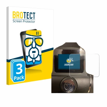 Parte frontal de un envase de producto con el logotipo de la marca BROTECT. Al lado se muestra el dispositivo Motocaddy M1 DHC