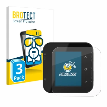 Parte frontal de un envase de producto con el logotipo de la marca BROTECT. Al lado se muestra el dispositivo ISDT Air8 con su