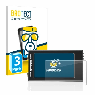 Parte frontal de un envase de producto con el logotipo de la marca BROTECT. Al lado se muestra el dispositivo SDRGEEK NanoVNA-