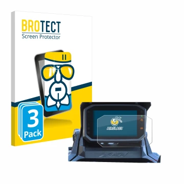 Parte frontal de un envase de producto con el logotipo de la marca BROTECT. Al lado se muestra el dispositivo Honda X-ADV 750 