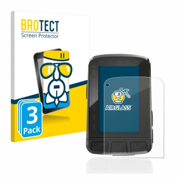 Parte frontal de un envase de producto con el logotipo de la marca BROTECT. Al lado se muestra el dispositivo Wahoo Elemnt Roa