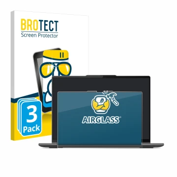 Parte frontal de un envase de producto con el logotipo de la marca BROTECT. Al lado se muestra el dispositivo Lenovo Yoga 7 Ge
