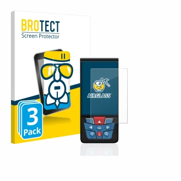 Parte frontal de un envase de producto con el logotipo de la marca BROTECT. Al lado se muestra el dispositivo Bosch GLM 100-25