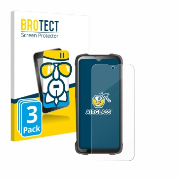 Parte frontal de un envase de producto con el logotipo de la marca BROTECT. Al lado se muestra el dispositivo Cubot King Kong 